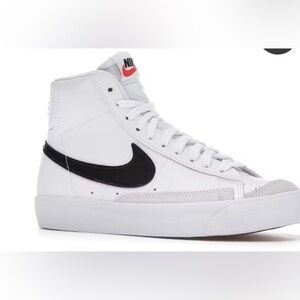 Nike Youth White and Black High-Top Sneakers